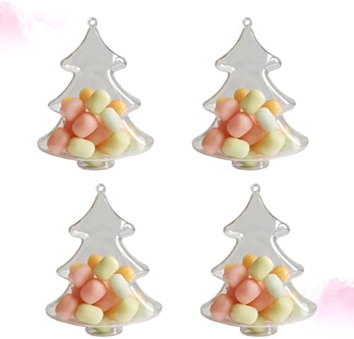 Healeved Şeker Hediye Şeffaf Noel Baubles 4 adet Noel Ağacı Noel Temizle Şeker Kutuları Düğün Şeker Kutuları Şeffaf