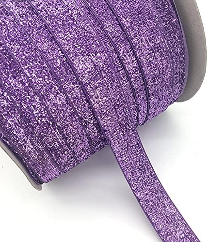 MXVAN 3 Metre 1 (25mm) Geniş Glitter Mor Kadife Kurdele Kafa Klipler Bow Düğün Dekorasyon