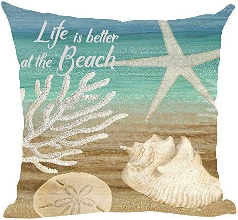Ramirar Suluboya Yosun Denizyıldızı Kabuklu Hayat Plajda Daha iyidir Yaz dekoratif kırlent Kılıfı Yastık Ev Oturma