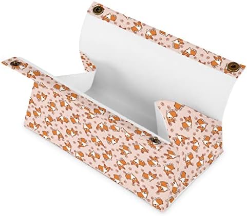 Sevimli Corgis Doku Kutusu Kapağı Modern PU Deri Peçeteler Dokular Küp araba için tutucu Banyo Gece Standları Ofis