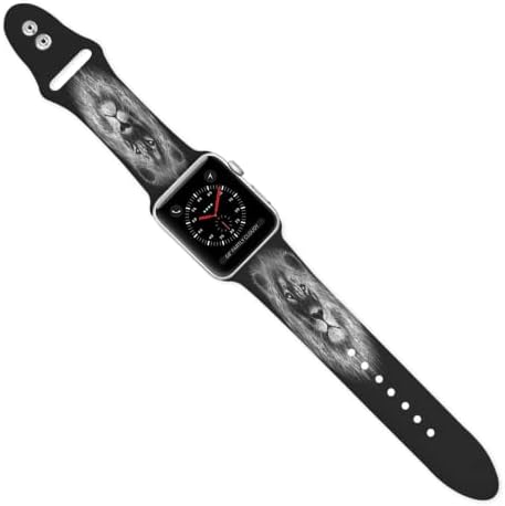 Aslan Çizimi Orijinal Baskılı Desenli Apple Watch-Yumuşak ve Dayanıklı Silikon Apple Watch Band Kurulumu Kolay Smartwatch