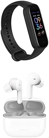 Amazfit Band 5 Spor Takip Cihazı (Siyah) + PowerBuds Pro Gerçek Kablosuz Kulaklık (Beyaz) Paketi, nabız Monitörü,