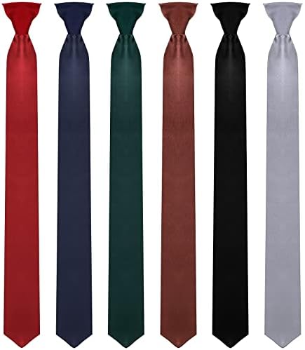 6 Adet erkek Bağları üzerinde Klip Düz Renk Bağları üzerinde Klip Ayarlanabilir erkek Kravat Üniforma Bağları Erkekler