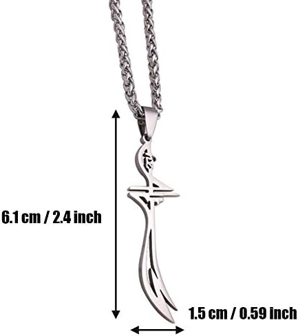 ZKDC İslam müslüman HZ Zülfikar Kılıç İmam Ali paslanmaz çelik kolye 60 cm zincir