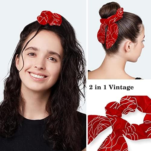 Hemşire Fırçalama Kapaklar Uzun Saç, Kırmızı Güller Desen Ayarlanabilir Çalışma Kap Düğmeleri ve Yay ile Saç Scrunchie