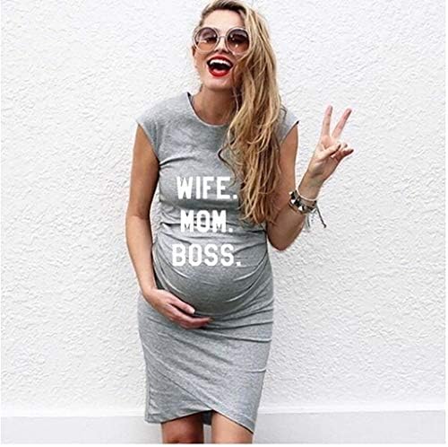 Kadın Yaz Kolsuz hamile elbisesi Hamile Kısa Kollu Hamile Hemşirelik hamile elbisesi Mektup Baskı Elbise