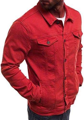 Erkek Denim Ceket, Düzenli Fit Katı Düğme uzun kaban Kış Sonbahar Casual Dış Giyim Retro Tarzı Erkekler için Tops