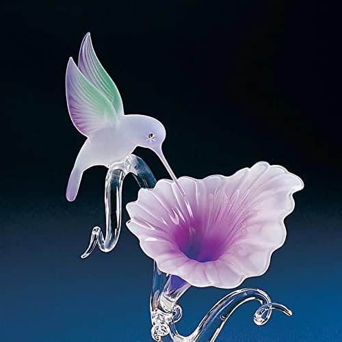 Fuşya Çiçek Figürlü Cam Baron Sinek Kuşu