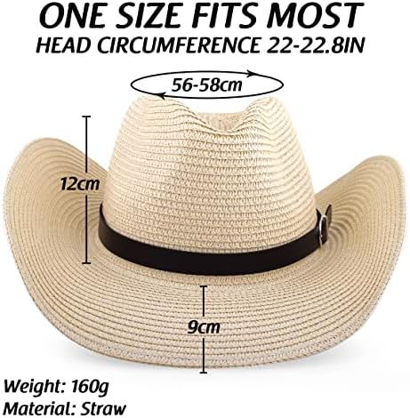 EİNSKEY Unisex hasır kovboy şapkası Cowgirl Şapka, Shapeable Disket güneş şapkası Geniş Birm Fedora Panama Şapka Erkekler