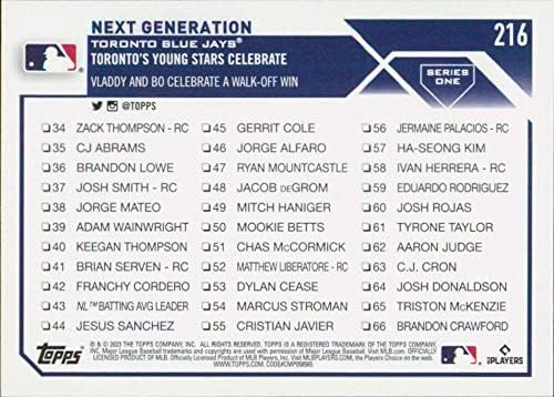 2023 Topps 216 Vladimir Guerrero Jr. Toronto Blue Jays Serisi 1 MLB Beyzbol Ticaret Kartı