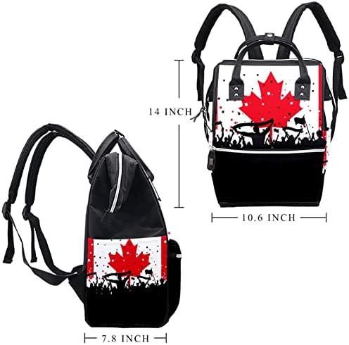 Parti Kalabalık Kanada Bayrağı bebek bezi çantası Sırt Çantası Bebek Bezi Değiştirme Çantaları Çok Fonksiyonlu Büyük