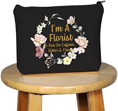 G2TUP Çiçekçi Hediyesi Ben Bir Çiçekçiyim Kafeinle Koşuyorum Makyaj Çantası Çiçek Aşığı Kozmetik Çantası Bitki Aşığı