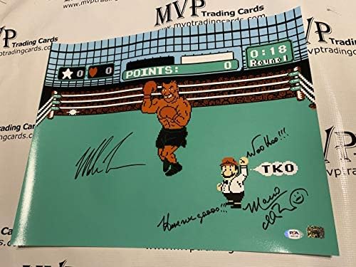 PSA / DNA Otantik Mike Tyson ve Charles Martinet İmzası 16x20 Mike Tyson'ın Punch Out Fotoğrafı - İşte Buradayız Gooooo!