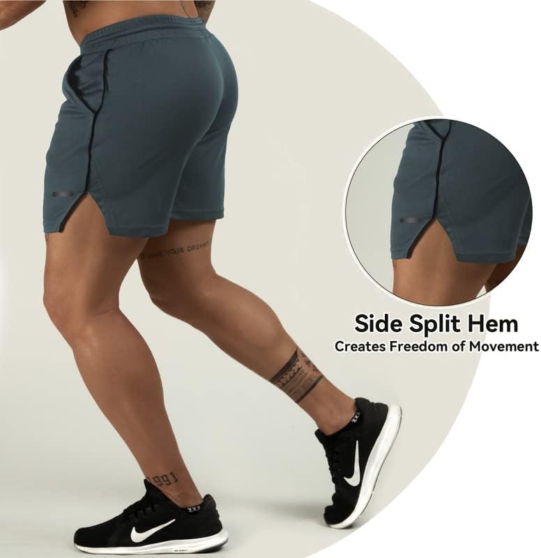TEZO Mens 5 Gym Egzersiz Şort Atletik Koşu Eğitim Hızlı Kuru Kısa Pantolon Cepler Hafif Örgü Activewear