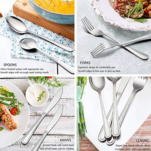 60 Parçalı Gümüş Set, E-far Paslanmaz Çelik Klasik Sofra Takımı Çatal bıçak kaşık seti, Restoran Otel Partisi için