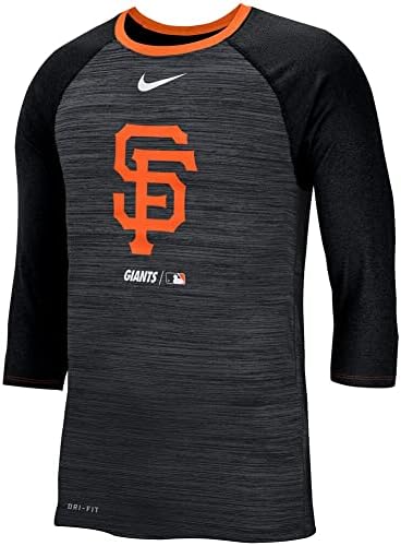 Nike Erkek San Francisco Giants Velocity 3/4 Kollu Raglan Tişört-Siyah
