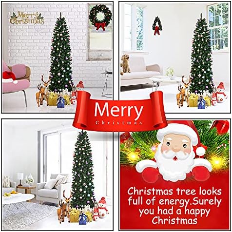 YIMODA 7.5 ft Kalem Noel Ağacı, Yapay Noel Kalem Ağacı ile Demir Ayaklar, Sivri PVC kalemlik Noel Ağacı için Ev, Ofis,