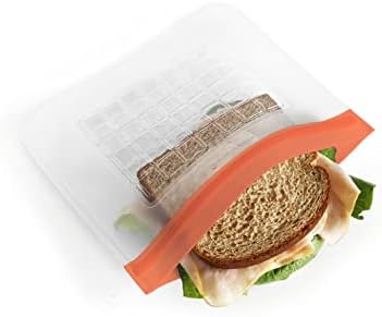 Prepara Sandviç Boyutu Yeniden Kullanılabilir, 2 Gıda Saklama Çantası seti, şeffaf