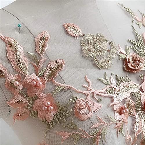 Renkli 3D Çiçek Nakış Yamalar Gelin Dantel Dikiş Kumaş Aplike Boncuklu İnci Tül DIY düğün elbisesi Çiçek Kostüm Yama