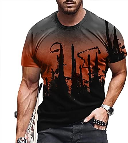 Moda erkek t-shirtü, erkek Grafik 3D Baskı Ekip Boyun Kısa Kollu Tee Gömlek Spor T-Shirt Egzersiz Erkek Gömlek Tops