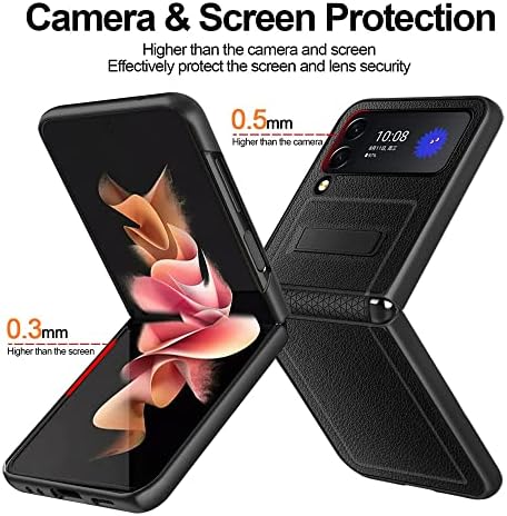 Menteşe Korumalı ve Dahili Lens Koruyuculu ve Gizli Kickstandlı Z Flip 4 Kılıf, Samsung Galaxy ZFlip4 5G(2022) Siyah