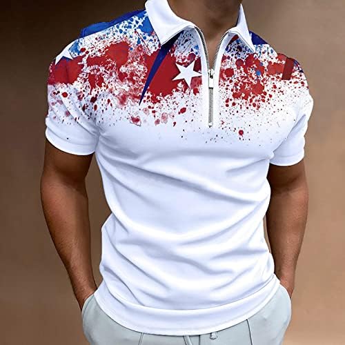 RUİRUİLİCO erkek ABD Bayrağı polo gömlekler Vatansever 4th Temmuz T-Shirt 2023 Yaz Rahat 3D Baskılar Kısa Kollu Tunik