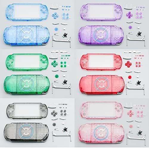 Limentea Renkli Şeffaf Tam Konut Shell Kapak Kılıf için Düğmeler ile PSP 3000 PSP3000 Oyun Konsolu (Açık Mavi)