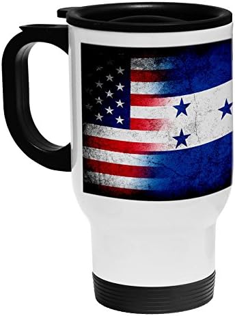 ExpressİtBest Beyaz Paslanmaz Çelik Kahve / Seyahat Kupası - Honduras Bayrağı (Honduras) - Rustik / ABD