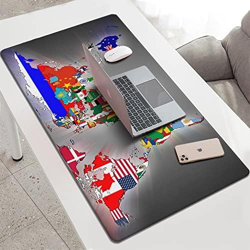 Dünya Bayrağı haritası Tam Masa Mousepad (47. 3x23. 6 inç) genişletilmiş Oyun Mouse pad Kaymaz Kauçuk Taban Serin