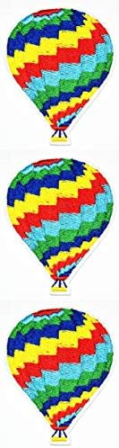 BİR KEZ 3 ADET. Gökkuşağı Sıcak Hava Balonu Festivali Binmek Sepeti Yamalar İşlemeli Aplike Demir on Patch Nakış Dikiş