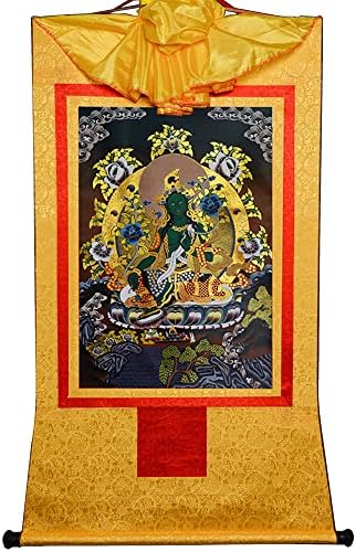 Gandhanra Yeşil Tara, Khadiravani, Jetsun Dolma, Tibet Thangka Boyama Sanatı, Budist Thangka Brokar, Buda Goblen Kaydırma,