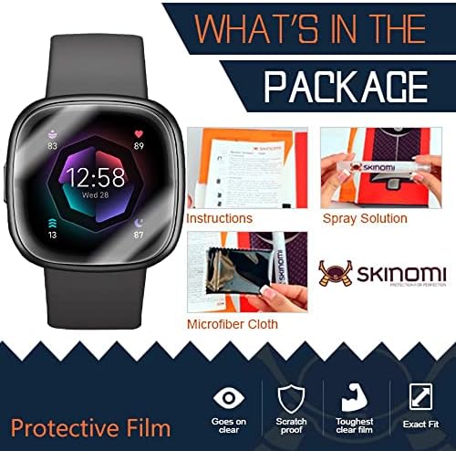 Skinomi Ekran Koruyucu ile Uyumlu Fitbit Sense 2 Versa 4 (6'lı Paket) Şeffaf TechSkin TPU Kabarcık Önleyici HD Film