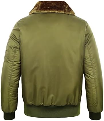 Erkekler için ceketler Erkekler Borg Yaka Zip Up Kış Ceket (Renk: Ordu Yeşil, Boyutu: Küçük)