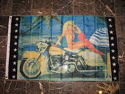 motosiklette 3x5 Sarışın Kız Harley Davidson Bisiklet Bayrağı 3'x5 ' Afiş