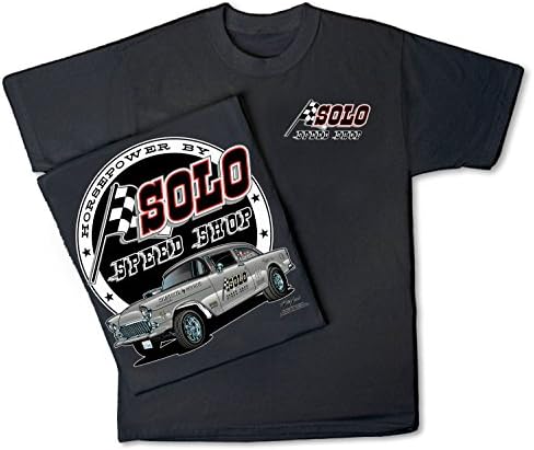 Solo Hız Dükkanı 1955 Chevy Tişört: Siyah-Vintage Gasser Sürükle