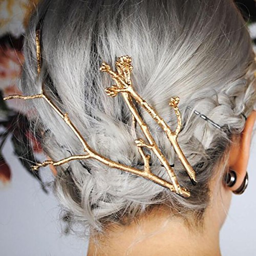 3 Set Vintage Ağaç Dalı saç tokası Barrette Kadınlar Lady Saç Tokası Kafa Elbise DIY saç aksesuarları (Altın)