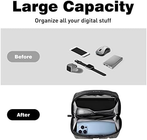 Taşıma çantası Seyahat kılıf çanta USB kablo düzenleyici Cep Aksesuar Fermuar Cüzdan, Mutlu Cadılar Bayramı Gri Karikatür