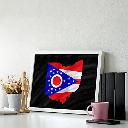 Bayrak Haritası Ohio Elmas Boyama Kitleri 5D DIY Tam Matkap Taklidi Sanat Duvar Dekor Yetişkinler için 12x 16