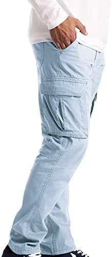 Maiyifu-GJ erkek Katı Çok Cep Açık Pantolon Hafif Askeri Ordu Pantolon Rahat Gevşek Düz Bacak Kargo Pantolon
