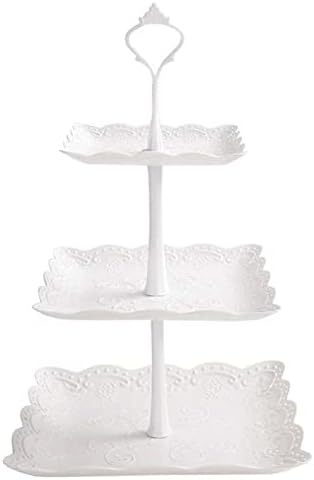 3 Katmanlı Cupcake Standı Tutucu, Plastik Kare Katmanlı Kek Standı Kulesi Katmanlı Servis Tepsisi Tutucu için Parti