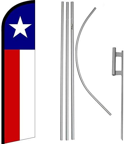 MWS Texas State Rüzgarsız Afiş Bayrağı ve 16 ' Bayrak Direği Kiti / Zemin