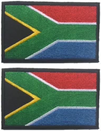 2 adet Güney Afrika Bayrağı İşlemeli Yamalar Nakış Kumaş Yama Rozeti Kanca ve Döngü İşlemeli Yama