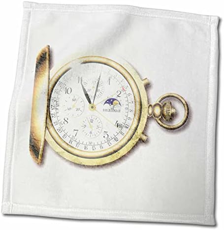 3dRose Florene - vintage II - Antika altın cep saati görüntüsü - Havlular (twl-174145-1)