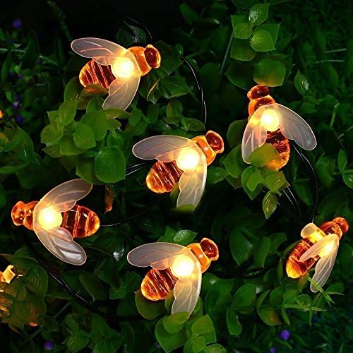 DİNOWİN bal arıları ışıkları, arı dize ışıkları güneş enerjisi bal arısı peri dize ışıkları su geçirmez 30 LED açık