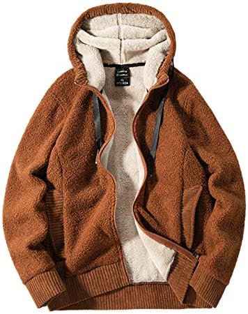 Gıhuo erkek Kış Sherpa Astarlı Hoodie fermuarlı sweatshirt Sıcak Ceket