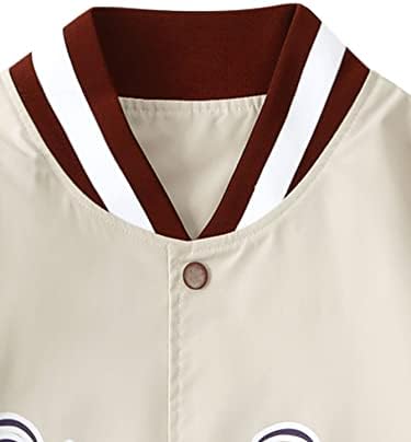 Xınbalove erkek Ceket Ceketler Erkekler için Mektup Grafik Kontrast Trim Bombacı Ceket (Renk: Kayısı, Boyutu: Küçük)