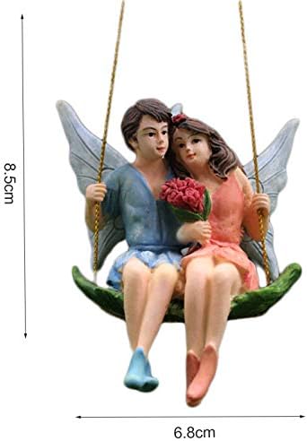 Walbest Çiftler Heykelcik Yıldönümü / Karton Bahçe Heykelleri Tatlı Sevgi Dolu El Boyalı Salıncak Heykel Asılı Kolye