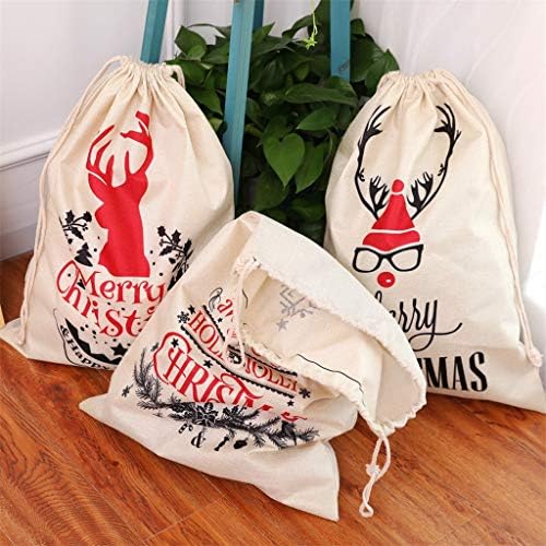 Şeker çanta büyük hediye keten süslemeleri Noel çanta Noel ev dekor Ladin mum halkaları