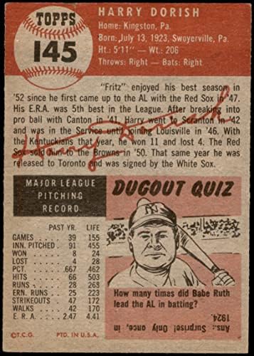 1953 Topps 145 Harry Dorish Chicago White Sox (Beyzbol Kartı) ESKİ White Sox
