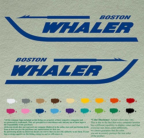 Çift 12 Boston Balina Avcısı uygun ikame Çıkartmaları * Mavi * Vinil Çıkartmalar Tekne Dıştan Takma Motor 2 Set